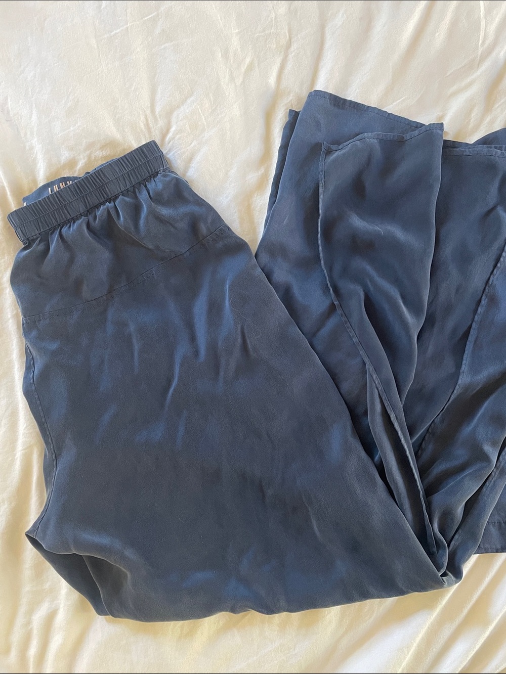 lunya Navy Silk Short-Sleeve Button Top & Wide-Leg Pants - Picture 11 of 14